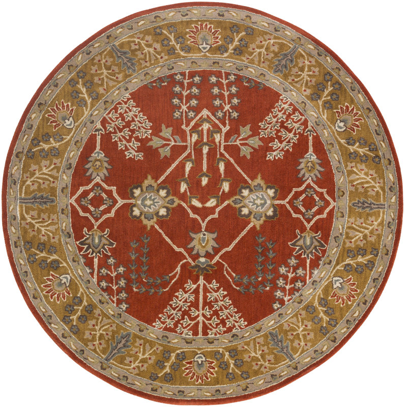 Henriksen HandTufted Bright Red/Metallic Gold Area Rug Joss & Main